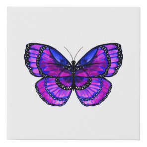 Purple and Blue Butterfly Faux Canvas Print