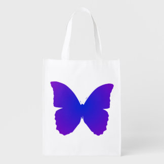 Purple and Blue Butterfly Grocery Bag