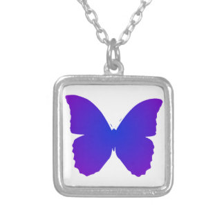 Purple and Blue Butterfly Silver Plated Necklace