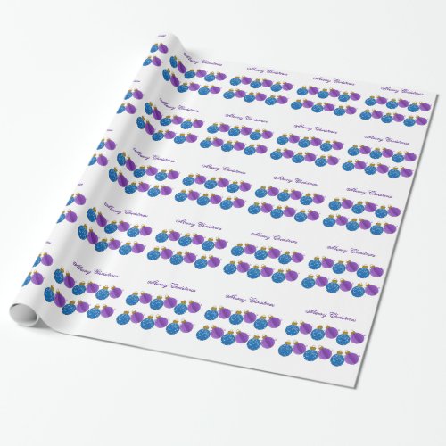 Purple and Blue Christmas Decorations Wrapping Paper