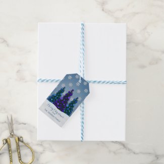 Purple And Blue Christmas Tree Gift Tags