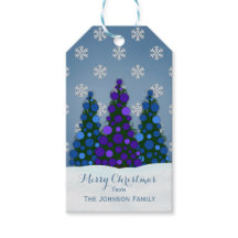 Purple And Blue Christmas Tree Gift Tags