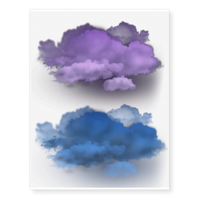 Purple and Blue Clouds Temporary Tattoos (Front)