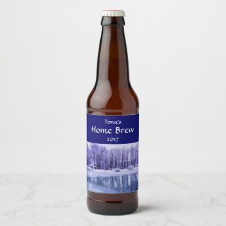 Purple and Blue Cold Winter Pond Beer Label