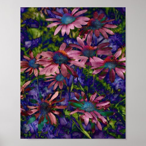 Purple And Blue Cone Flowers Poster