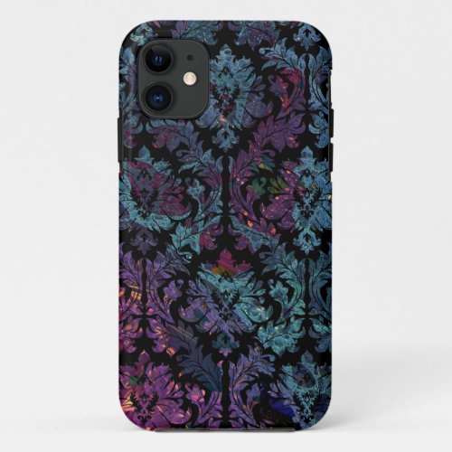 Purple and Blue Damask Pattern iPhone 11 Case