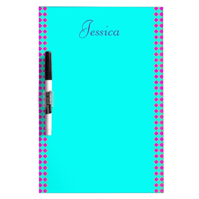 Purple and blue diamond shapes dry erase board (Front)