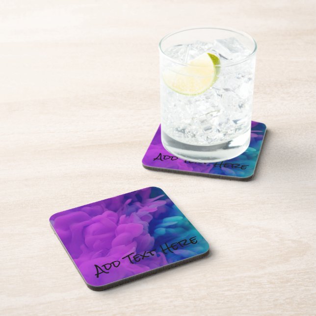 Purple and Blue Digital Smoke Beverage Coaster (Right Side)