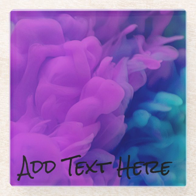 Purple and Blue Digital Smoke Glass Coaster (Front)