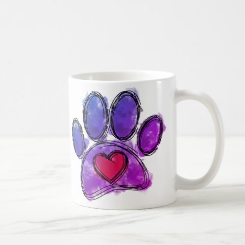 Purple and Blue Dog Lover Drawing Watercolor Coffee Mug