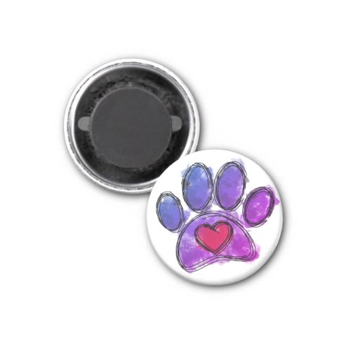 Purple and Blue Dog Lover Drawing Watercolor Magnet