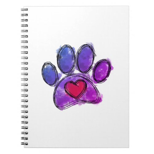 Purple and Blue Dog Lover Drawing Watercolor Notebook