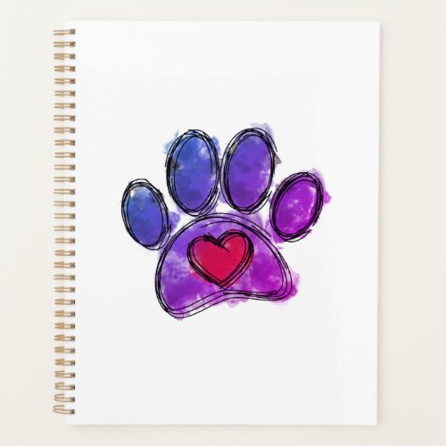 Purple and Blue Dog Lover Drawing Watercolor Planner
