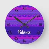 Purple and blue dots annd stripes round clock