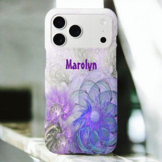 Purple and Blue Floral Abstract Artwork iPhone 17 Pro Max Case