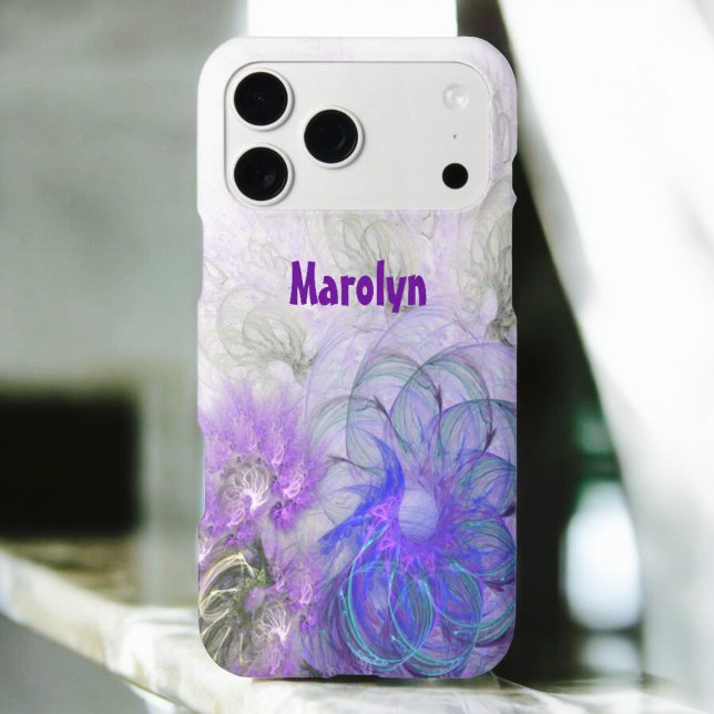 Purple and Blue Floral Abstract Artwork Case-Mate iPhone Case (back iPhone cover with template text)