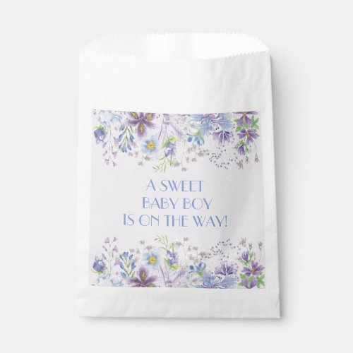 Purple and Blue Floral Boys Shower  Favor Bag