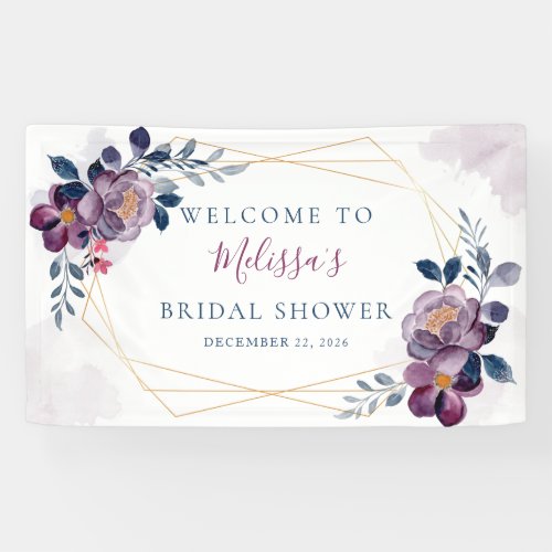 Purple and Blue Floral Gold Frame Banner