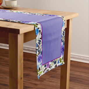 purple and blue floral medium short table runner