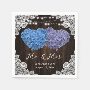 Purple and Blue Floral Mr. and Mrs. Wedding Napkins
