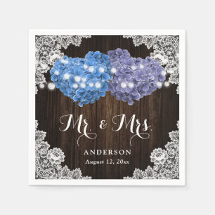 Purple and Blue Floral Mr. and Mrs. Wedding Napkins