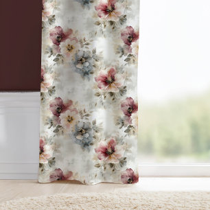 Purple and Blue Floral Vintage Pattern Blackout Curtains