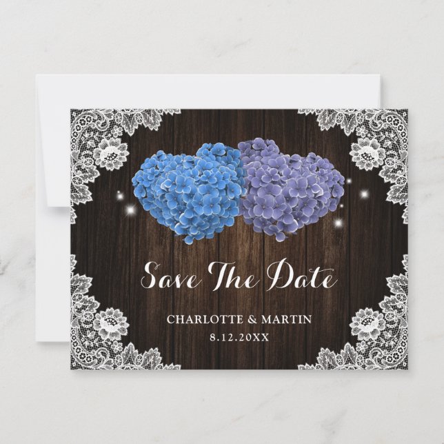 Purple and Blue Floral Wedding Save The Date (Front)