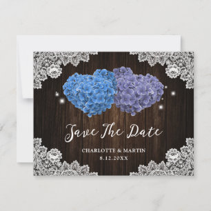 Purple and Blue Floral Wedding Save The Date Cards