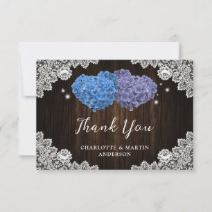 Purple and Blue Floral Wedding Thank You Card