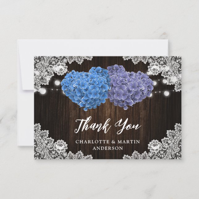 Purple and Blue Floral Wedding Thank You Card (Front)