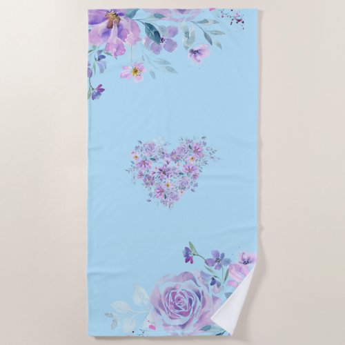 Purple And Blue Flower Clusters Beach Towel