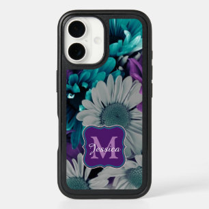 Purple and Blue Flower Smash Personalised iPhone 16 Case