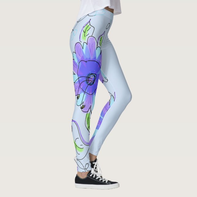 Purple And Blue Flowered Leggings (Right)
