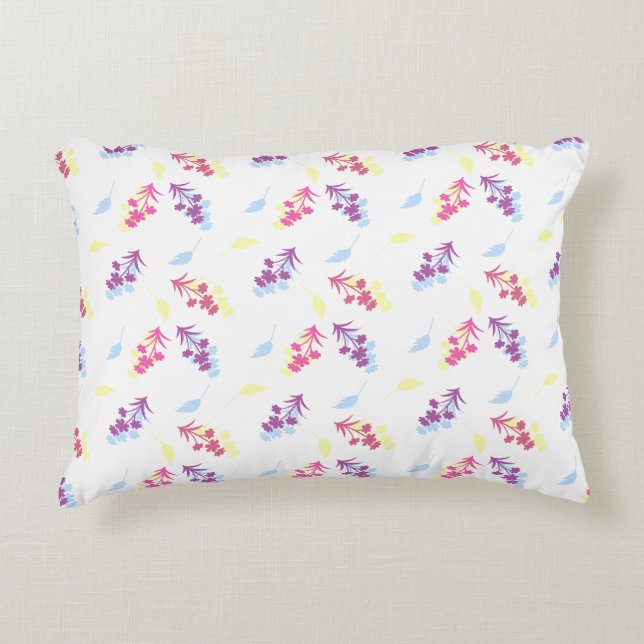 Purple and Blue Flowers Seamless Pattern – Elegant Accent Pillow (Front)
