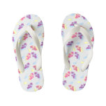 Purple and Blue Flowers Seamless Pattern – Elegant Kid&#39;s Flip Flops