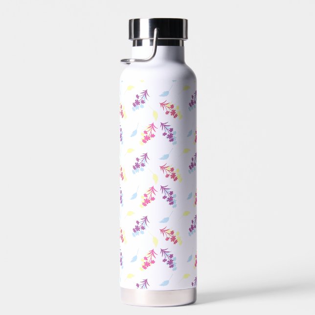 Purple and Blue Flowers Seamless Pattern – Elegant Water Bottle (Right)