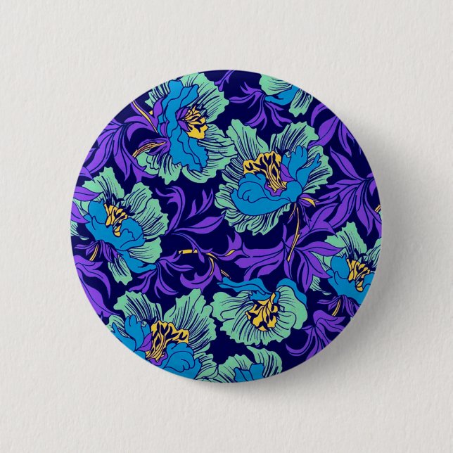 Purple and Blue Flowers William Morris Button (Front)