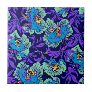 Purple and Blue Flowers William Morris Ceramic Tile