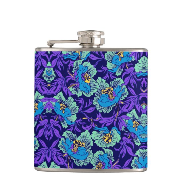 Purple and Blue Flowers William Morris Flask (Front)