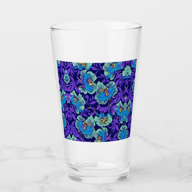 Purple and Blue Flowers William Morris Glass (Front)