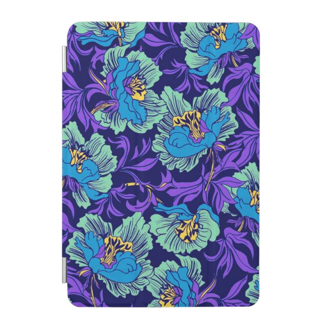 Purple and Blue Flowers William Morris iPad Mini Cover (Front)