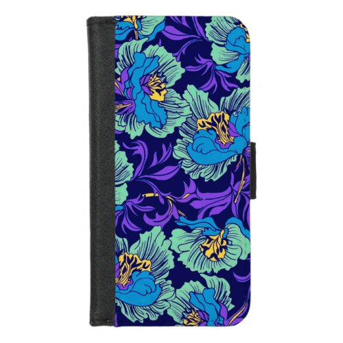 Purple and Blue Flowers William Morris iPhone 87 Wallet Case