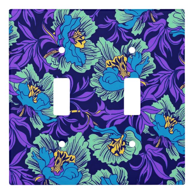 Purple and Blue Flowers William Morris Light Switch Cover (Front)
