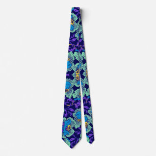Purple and Blue Flowers William Morris Neck Tie