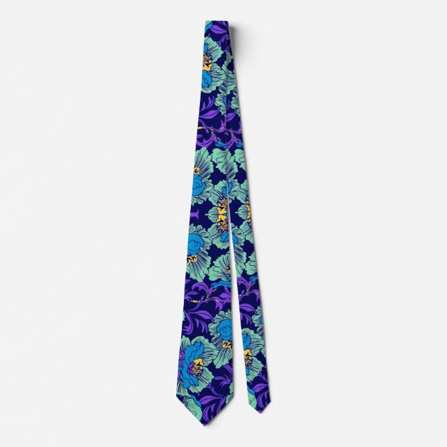 Purple and Blue Flowers William Morris Neck Tie (Front)