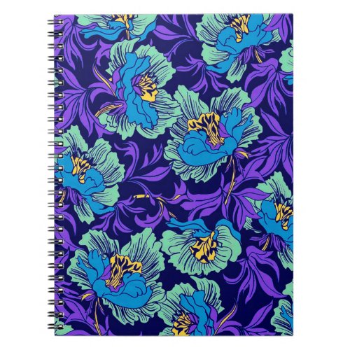 Purple and Blue Flowers William Morris Notebook