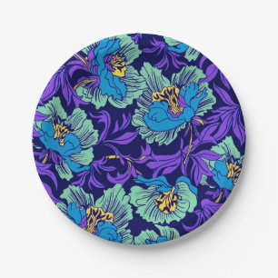 Purple and Blue Flowers William Morris Paper Plates