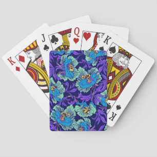 Purple and Blue Flowers William Morris Poker Cards