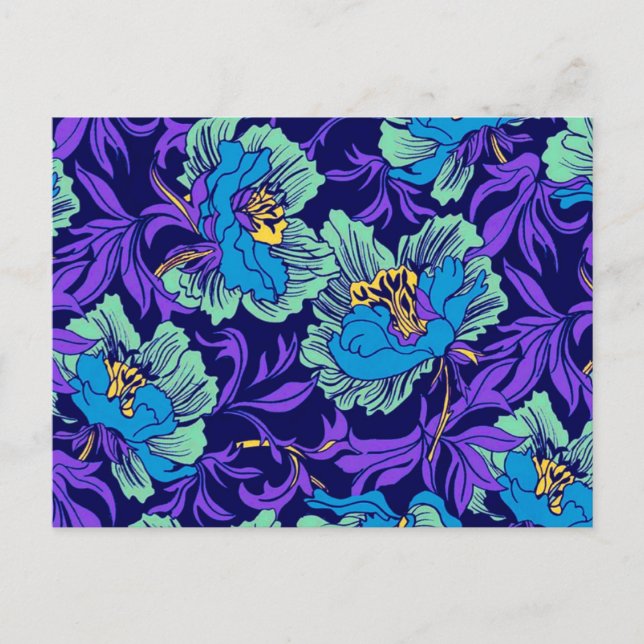 Purple and Blue Flowers William Morris Postcard (Front)
