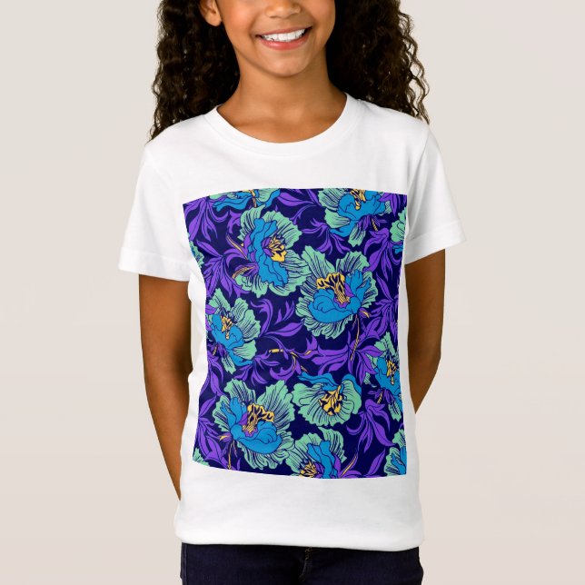 Purple and Blue Flowers William Morris T-Shirt (Front)